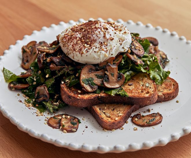 Mushrooms and poached egg